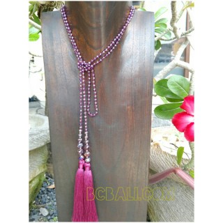 long strand necklaces tassels beads double mono color